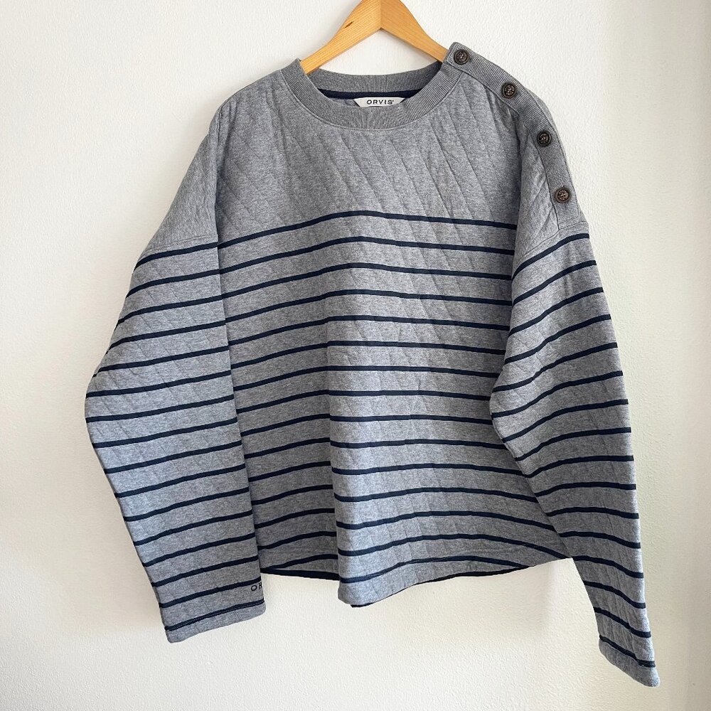 Orvis Outdoor Quilted Crewneck Sweatshirt XL Button Shoulder NWOT